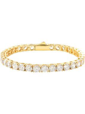 18K Gold Plated Iced Out Tennis Bracelet for Women & Men, 7-8 Inch, Cubic